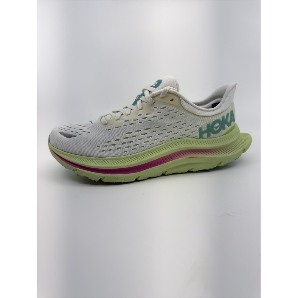 Hoka Womens 8 White Kawana Running Shoes Sneakers Teal Pink Lime Green - Picture 5 of 10